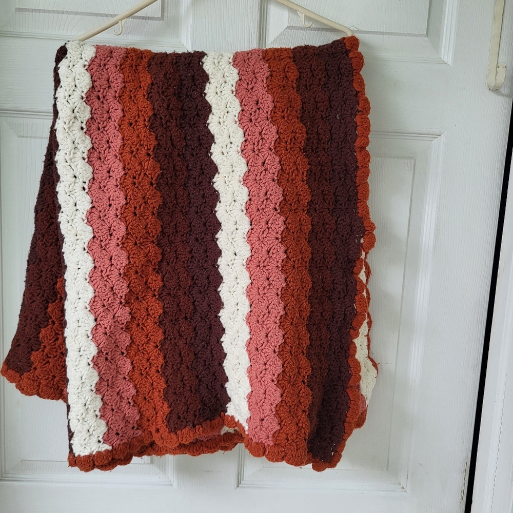 Earth Tones Afghan Crocheted - 66" x 42"